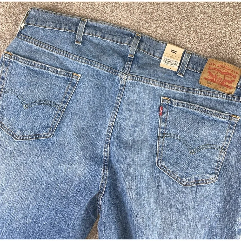 Levi's 559 Light Wash Jeans Mens 42x30 Relaxed Straight Loose Western Distress‎
